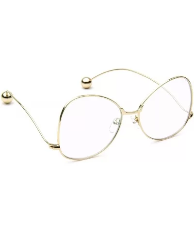 Square Clear Lens Eyeglasses Vintage Fashion Designer Metal Butterfly Style - Gold + Magenda Hint Lens - CH17YTYROHQ $8.34 Sq...