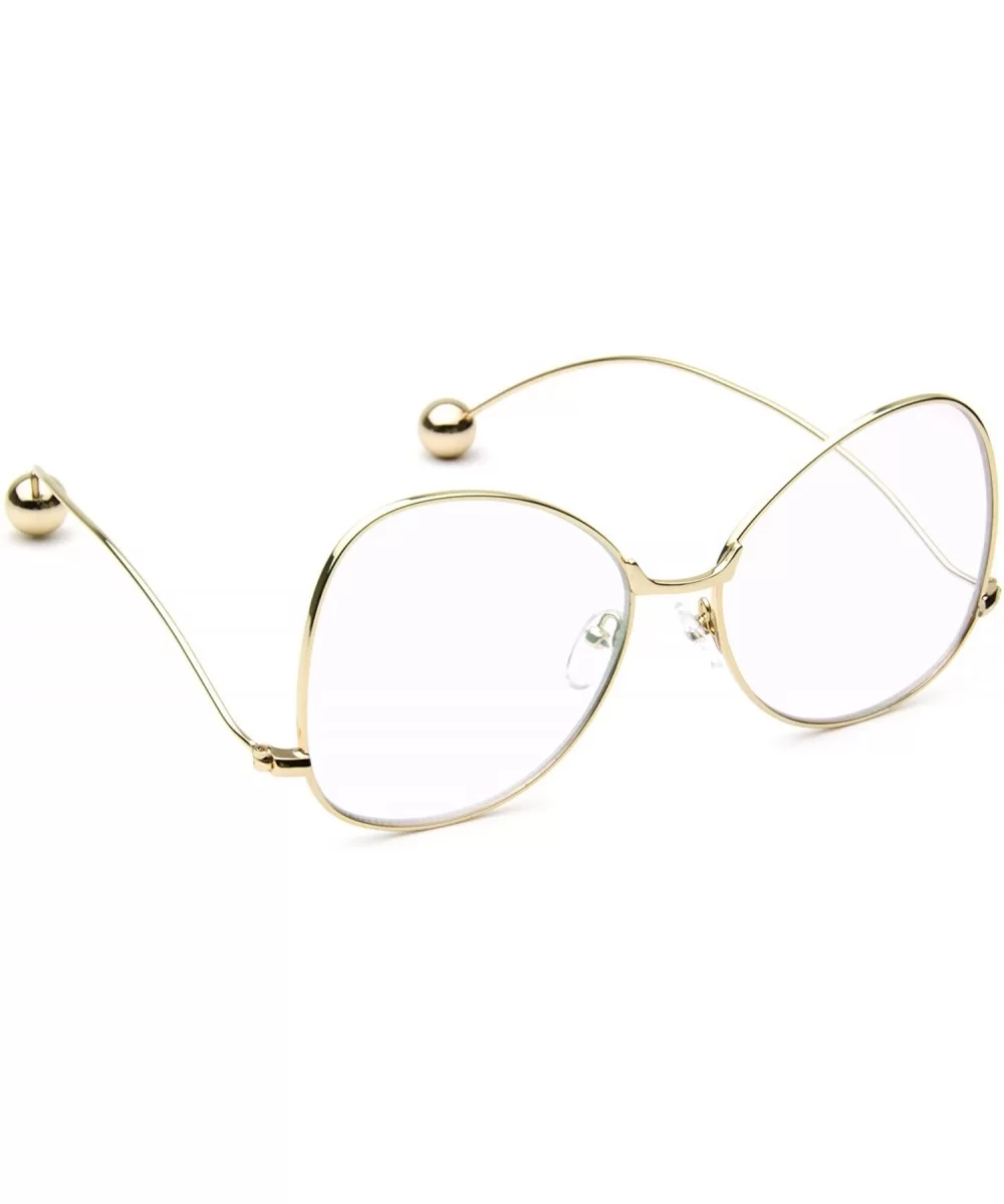 Square Clear Lens Eyeglasses Vintage Fashion Designer Metal Butterfly Style - Gold + Magenda Hint Lens - CH17YTYROHQ $8.34 Sq...