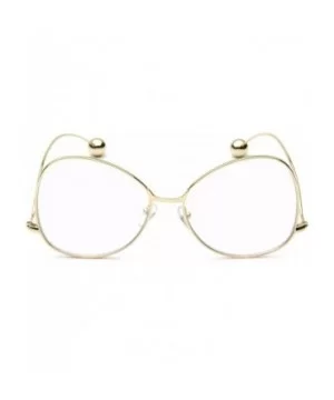 Square Clear Lens Eyeglasses Vintage Fashion Designer Metal Butterfly Style - Gold + Magenda Hint Lens - CH17YTYROHQ $8.34 Sq...