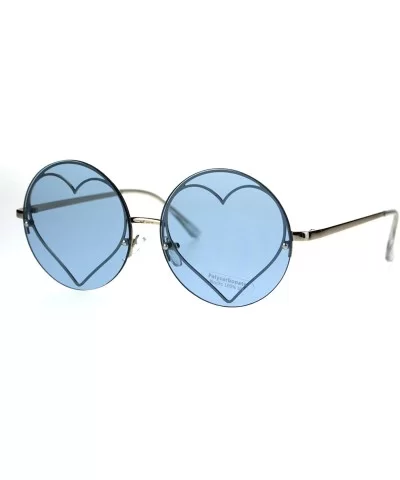 Hippie Heart Shape Circle Round Lens Retro Sunglasses - Blue - CU186GK6NIE $6.84 Round