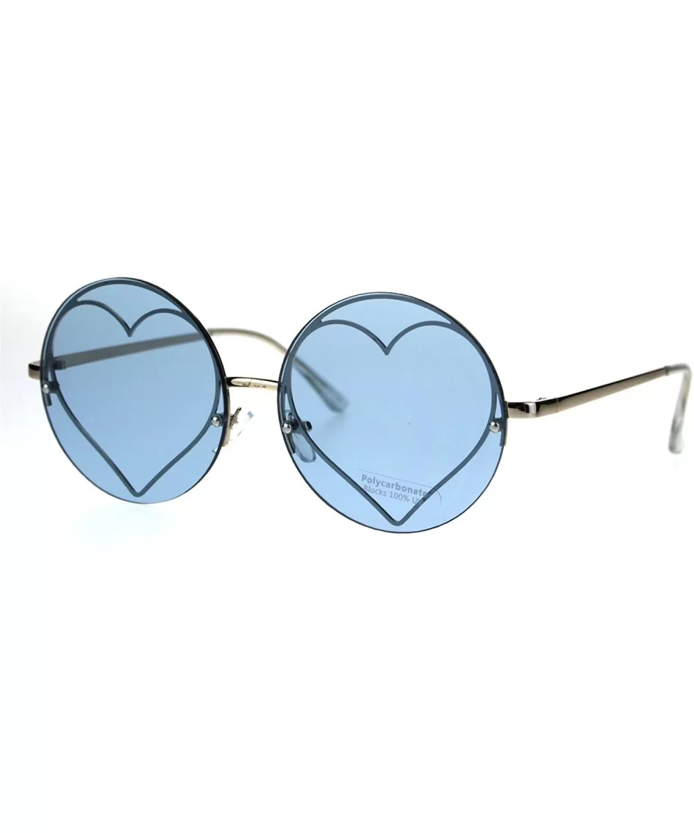 Hippie Heart Shape Circle Round Lens Retro Sunglasses - Blue - CU186GK6NIE $6.84 Round