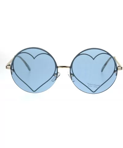 Hippie Heart Shape Circle Round Lens Retro Sunglasses - Blue - CU186GK6NIE $6.84 Round