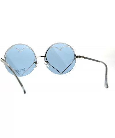 Hippie Heart Shape Circle Round Lens Retro Sunglasses - Blue - CU186GK6NIE $6.84 Round