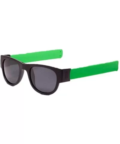 Fashion Creative Wristband Glasses Polarized Sunglasses Driving Goggles Snap Bracelet - Green - CE18UK4YS4U $6.73 Round