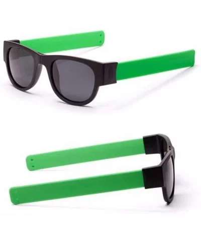 Fashion Creative Wristband Glasses Polarized Sunglasses Driving Goggles Snap Bracelet - Green - CE18UK4YS4U $6.73 Round