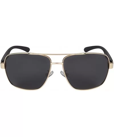 Classic Polarized Rectangular Metal Aviator Sunglasses For Men 100% UV Protection 1201-P - Gold+matte Black - CH1824U3SMX $9....