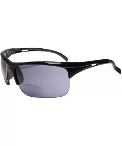 Motorcycle Riding Biker Wrap Around Sports Black Bifocal 2.50 Reading Sunglasses - CS195CQRU3U $13.61 Sport