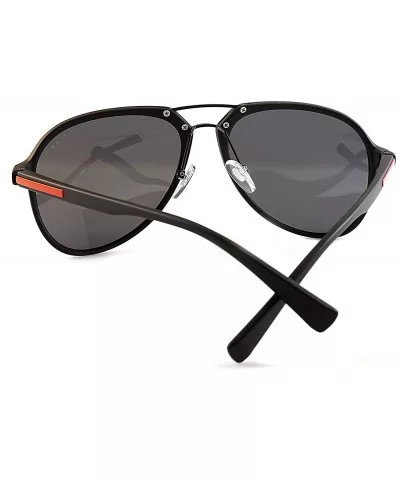 Unisex Double Bridge Polarized Sunglasses - Black/ Black Smoke - CU1858KZNZ3 $6.35 Aviator