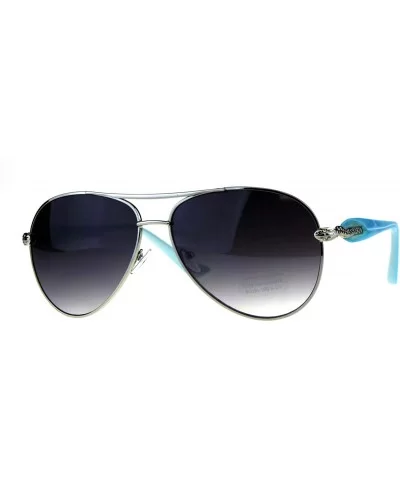 Womens Aviator Sunglasses Snake Temple Designer Fashion UV 400 - Silver Blue - CM18KZMLA70 $8.36 Aviator