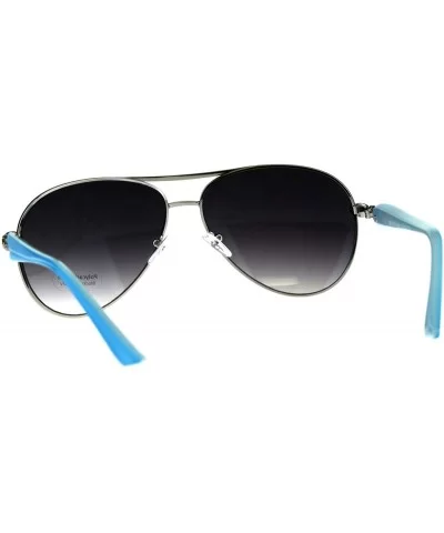 Womens Aviator Sunglasses Snake Temple Designer Fashion UV 400 - Silver Blue - CM18KZMLA70 $8.36 Aviator