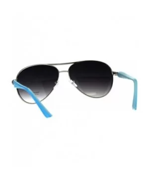 Womens Aviator Sunglasses Snake Temple Designer Fashion UV 400 - Silver Blue - CM18KZMLA70 $8.36 Aviator