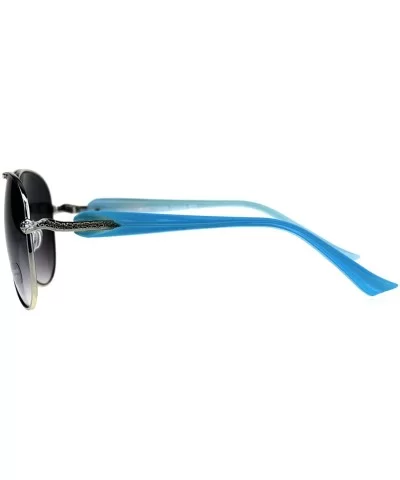 Womens Aviator Sunglasses Snake Temple Designer Fashion UV 400 - Silver Blue - CM18KZMLA70 $8.36 Aviator