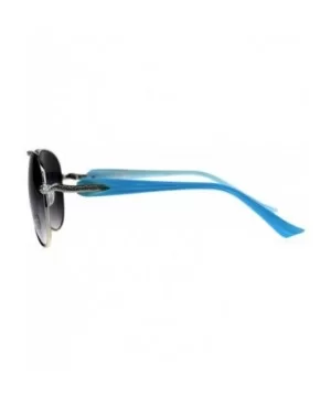 Womens Aviator Sunglasses Snake Temple Designer Fashion UV 400 - Silver Blue - CM18KZMLA70 $8.36 Aviator