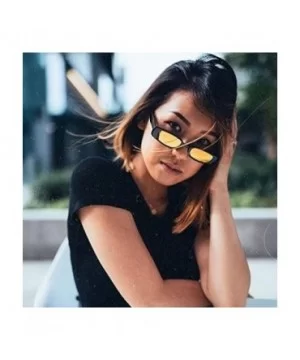 Small Narrow Retro Thin Rectangular Mirrored Lens 90's Vintage Sun Glasses - Black Frame - Fire Red - CS180YKAD43 $5.36 Round