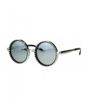 Steampunk Fashion Sunglasses Round Circle Spiked Frame Mirror Lens - Silver (Silver Mirror) - C5189XGKGRM $6.76 Round