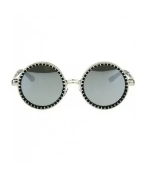 Steampunk Fashion Sunglasses Round Circle Spiked Frame Mirror Lens - Silver (Silver Mirror) - C5189XGKGRM $6.76 Round