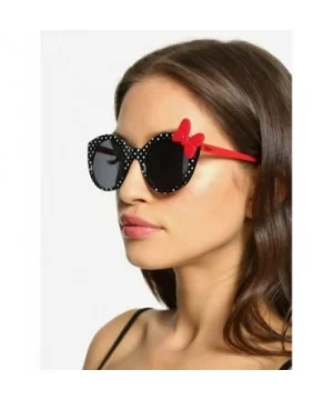 Disney Minnie Mouse Black & White Polka Dot Red Bow Sunglasses - CG18WN5YRNU $27.41 Cat Eye