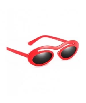 Classic Retro Oval Sunglasses for Unisex PC AC UV 400 Protection Sunglasses - Red Grey - CZ18SASDLDT $12.29 Sport