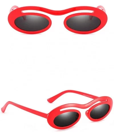 Classic Retro Oval Sunglasses for Unisex PC AC UV 400 Protection Sunglasses - Red Grey - CZ18SASDLDT $12.29 Sport