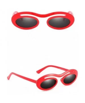 Classic Retro Oval Sunglasses for Unisex PC AC UV 400 Protection Sunglasses - Red Grey - CZ18SASDLDT $12.29 Sport