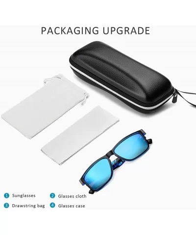 Sunglasses Men Women Polarized Square Frame Tortoise Sports UV400 With Sunglasses Case For Driving Outdoor Travel - CB18UGIWQ...