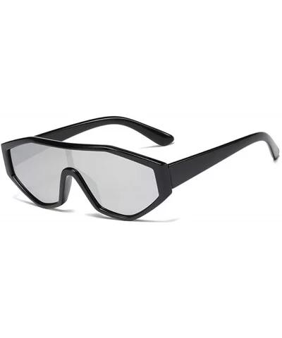 Shield Irregular Cyberpunk Sunglasses for Women Men Visor Square Rectangle Frame - Black / Silver - CC194EQZUCN $10.17 Shield