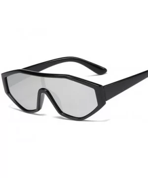 Shield Irregular Cyberpunk Sunglasses for Women Men Visor Square Rectangle Frame - Black / Silver - CC194EQZUCN $10.17 Shield