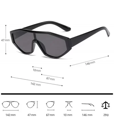 Shield Irregular Cyberpunk Sunglasses for Women Men Visor Square Rectangle Frame - Black / Silver - CC194EQZUCN $10.17 Shield