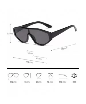 Shield Irregular Cyberpunk Sunglasses for Women Men Visor Square Rectangle Frame - Black / Silver - CC194EQZUCN $10.17 Shield