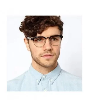 Fake Nerd Glasses for Women Men Semi-Rimless Frame Horn Rimmed Clear Lens Eyewear - Matte Black/Silver - CH186L47YNI $8.07 Round