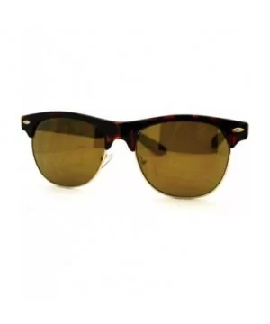 Multicolor Reflective Lens Square Sunglasses Round Half Rim Frame - Tortoise - CV11EV3ALXT $8.60 Square