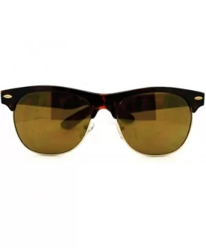 Multicolor Reflective Lens Square Sunglasses Round Half Rim Frame - Tortoise - CV11EV3ALXT $8.60 Square