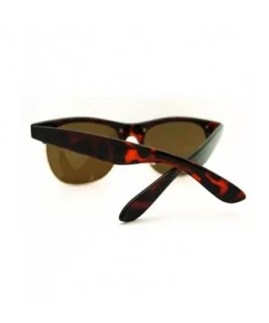 Multicolor Reflective Lens Square Sunglasses Round Half Rim Frame - Tortoise - CV11EV3ALXT $8.60 Square