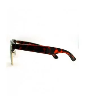 Multicolor Reflective Lens Square Sunglasses Round Half Rim Frame - Tortoise - CV11EV3ALXT $8.60 Square