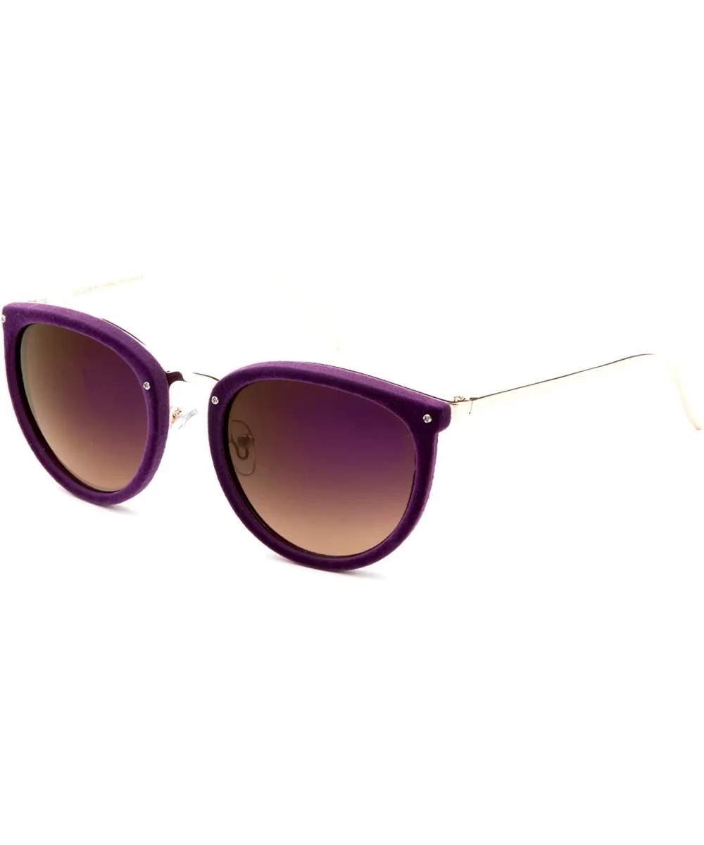 "Miley" Unique Round Glasses with UV400 Flash Lenses Modern Fashion Sunglasses - Purple - CL12N6BONIG $5.42 Round