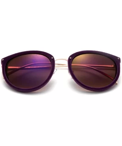 "Miley" Unique Round Glasses with UV400 Flash Lenses Modern Fashion Sunglasses - Purple - CL12N6BONIG $5.42 Round