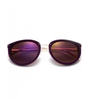 "Miley" Unique Round Glasses with UV400 Flash Lenses Modern Fashion Sunglasses - Purple - CL12N6BONIG $5.42 Round