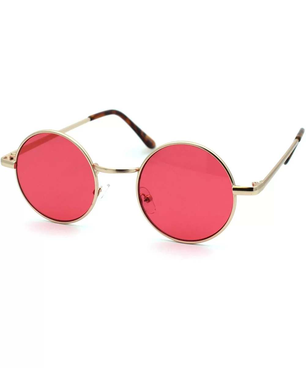 70s Hippie Color Lens Round Circle Lens Metal Rim Sunglasses - Gold Red - CW18W5UUI97 $7.13 Round