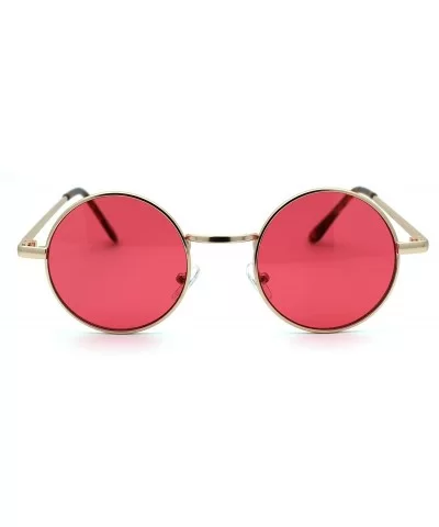 70s Hippie Color Lens Round Circle Lens Metal Rim Sunglasses - Gold Red - CW18W5UUI97 $7.13 Round