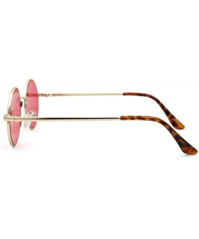 70s Hippie Color Lens Round Circle Lens Metal Rim Sunglasses - Gold Red - CW18W5UUI97 $7.13 Round