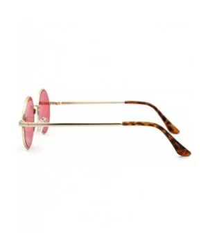 70s Hippie Color Lens Round Circle Lens Metal Rim Sunglasses - Gold Red - CW18W5UUI97 $7.13 Round