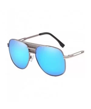 Boxed metal polarizing sunglasses shades European and American style large frame sunglasses - F - CE18Q8907N2 $27.36 Aviator