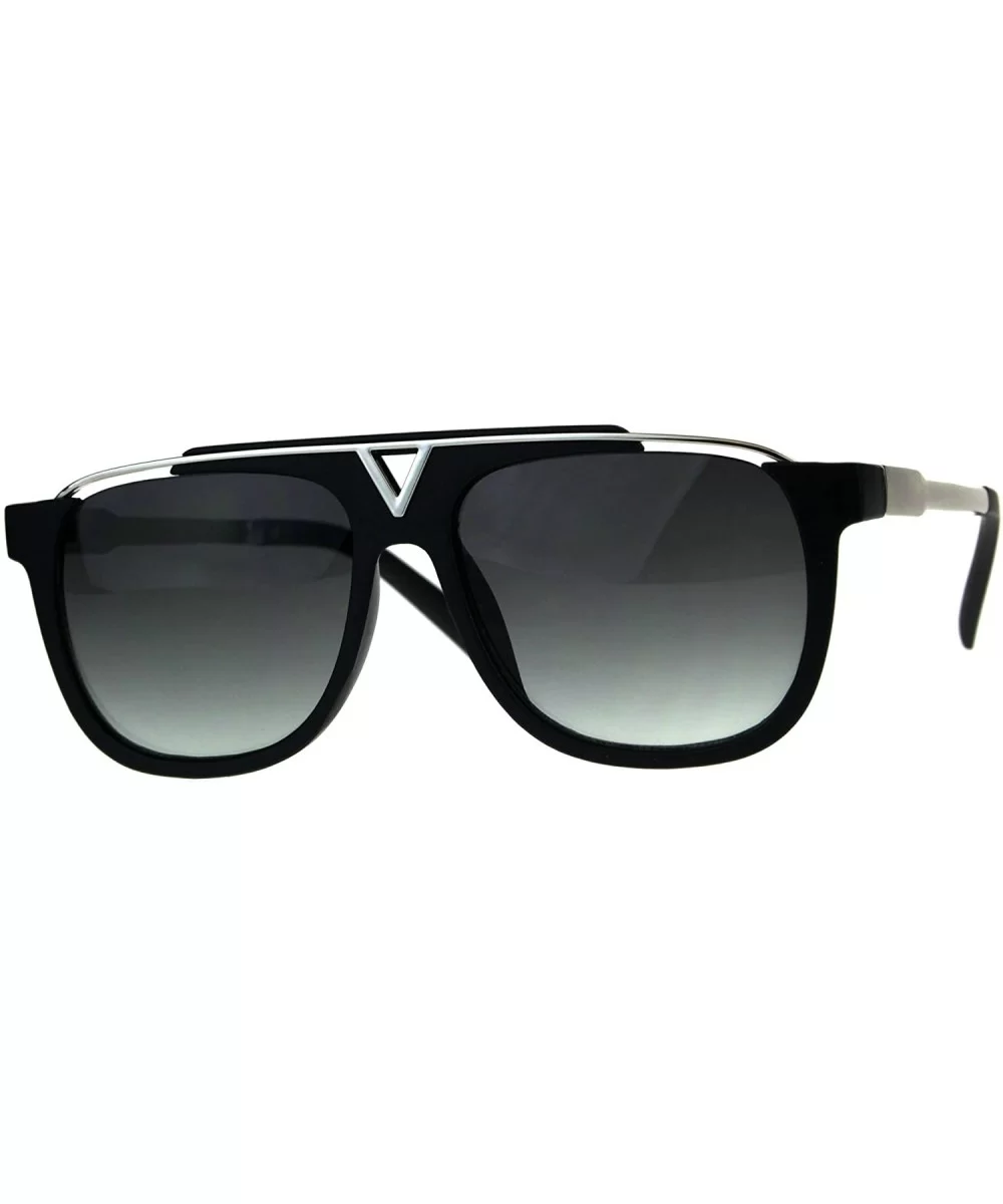 Retro Modern Sunglasses Unisex Fashion Del Metal Top Square Frame UV 400 - Matte Black - C9180YDRUDQ $9.70 Square