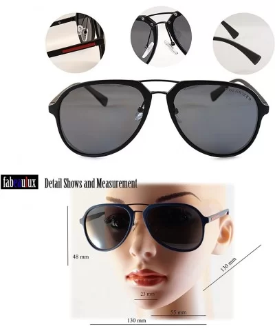 Unisex Double Bridge Polarized Sunglasses - Black/ Black Smoke - CU1858KZNZ3 $6.35 Aviator