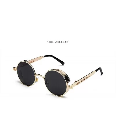 Round Steampunk Sunglasses Men Women Luxury Eyewear Mirror Punk Sun Glasses Vintage Eyeglasses - C3 - C2197Y6MUNE $14.60 Round