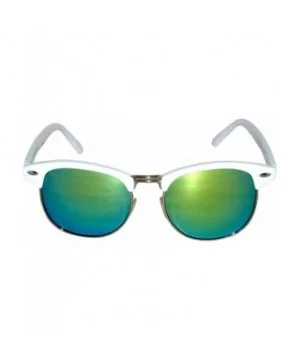 Aviator Brow Bar Flat Mirror Multicolor Lens Sunglasses Metal Frame - Mirror_white_green - C1182TK97E5 $5.02 Aviator