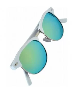 Aviator Brow Bar Flat Mirror Multicolor Lens Sunglasses Metal Frame - Mirror_white_green - C1182TK97E5 $5.02 Aviator