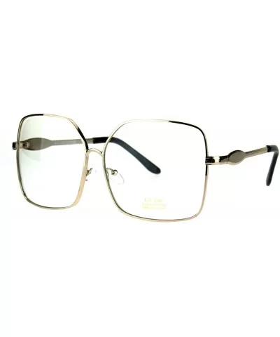 Fashion Glasses Oversized Square Gold Metal Frame Clear Lens Eyeglasses - C9187AWQGNH $6.41 Square