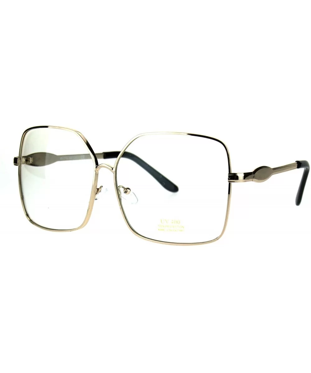 Fashion Glasses Oversized Square Gold Metal Frame Clear Lens Eyeglasses - C9187AWQGNH $6.41 Square