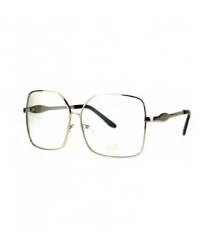 Fashion Glasses Oversized Square Gold Metal Frame Clear Lens Eyeglasses - C9187AWQGNH $6.41 Square